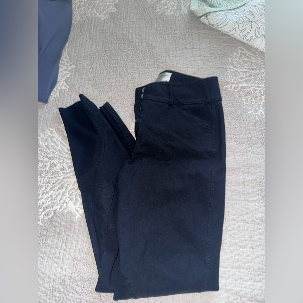 Tailored sportsman black on black knee patch bootsock breeches